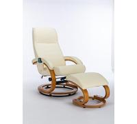 Ergonomic Recliner Chair with Ottoman - Upholstered 5-Point Recline Swivel Bentwood Base Foam-Filled Comfort for Living Room & Bedroom (Beige)