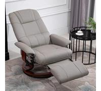 Ergonomic Recliner Sofa Chair PU Leather Armchair Lounger with Footrest, Grey