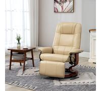 HOMCOM Ergonomic Office Recliner Sofa Chair PU Leather Armchair Lounger Cream