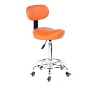 Ergonomic Rolling Saddle Stool with Backrest, PU Leather Chair on Wheels, Supports 330lbs, Ideal for Salon, Home, Studio, Office - Stylish ge Design