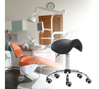 Ergonomic Saddle Chair for Salon & Dental Use, Adjustable Stool with Wheels for Tattooists, Stylists, and Estheticians - Professional Black Drafting Chair