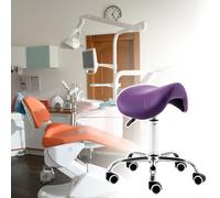 Ergonomic Saddle Chair with Wheels, Adjustable Dental Hygienist Stool, Professional Salon Drafting Chair for Tattooists, Stylists & Estheticians - Purple