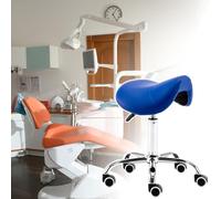 Ergonomic Saddle Chair with Wheels, Adjustable Dental Hygienist Stool, Professional Salon Drafting Chair for Tattoo Artists, Stylists, Estheticians - Blue