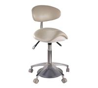 Ergonomic Saddle Stool with Adjustable Backrest and Swivel Gas Lift for Dentists, Hairdressers, and Tattoo Artists
