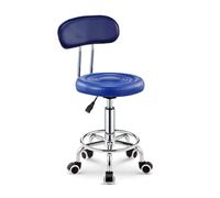 Ergonomic Saddle Stool with Back Support - Adjustable Rolling Chair on Wheels for Office and Home - Comfortable PU Leather Drafting Stool