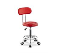 Ergonomic Saddle Stool with Back Support - Adjustable Rolling Chair on Wheels for Office and Home - Comfortable PU Leather Drafting Stool