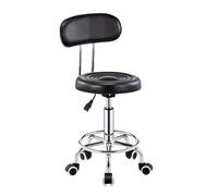 Ergonomic Saddle Stool with Back Support - Adjustable Rolling Chair on Wheels for Office and Home - Comfortable PU Leather Drafting Stool