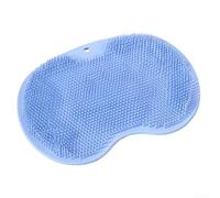 Ergonomic Silicone Bath Scrubber Brush with Extended Handle for Thorough Back and Foot Cleaning, Soft Bristles to Protect Skin During Use (Blue)