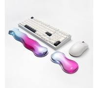Ergonomic Silicone Gel Keyboard and Mouse Wrist Rest Set - Clear Wrist Rest for Keyboard 60%/68%/75%, Comfort & Support for Typing and Gaming(Blue Purple, Short+Long)