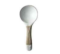 Ergonomic Soup Ladle Ceramic Underglaze Color 80ml Large Capacity Ladle Serving Tool Soup Scooping Long Handled Spoon Resistant to High Temperature for Stew(Gris)