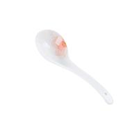 Ergonomic Soup Ladle Kitchen Household White Ceramic Soup Spoon Deep Capacity Steel Ladle Underglaze Color Tableware Long Handle, 24cm for Stew