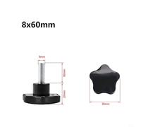 Ergonomic star handle fastening screws with rubber head knobs, pack of 5, made from carbon steel and plastic, for workbench, speaker stands, and woodworking fixtures (8x60mm)