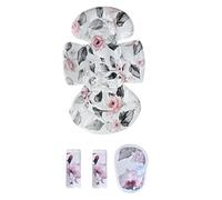 Ergonomic Strollers Harness Sleeve & Crotch Protector Set with Seat Pad Gentle Easy Installation Cartoon Pattern Baby Carriage Cushion