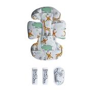 Ergonomic Strollers Harness Sleeve & Crotch Protector Set with Seat Pad Gentle Easy Installation Cartoon Pattern Baby Carriage Cushion
