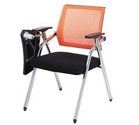 Ergonomic Student Chair with Attached Desk Foldable Mesh Office Chair with Lumbar Support & Tablet Arm Portable Writing Chair for Classroom & Home (Orange)