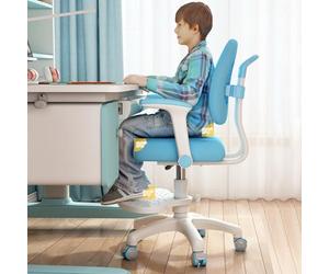Ergonomic Swivel Office Chair for Kids and Teens, Featuring Height Adjustment, Footrest, and Lockable Wheels Blue