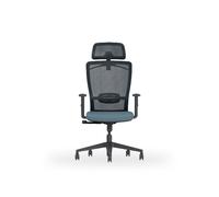 Ergonomic Swivel Office Chair with Clothes Hanger Grey Mesh back, PU foam seat, plastic armrests & base