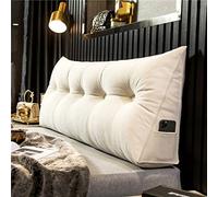 Ergonomic Triangular Headboard Wedge Bed Rest Reading Pillow Tufted Button Large Backrest Positioning Support Bolster Cushion Chenille Velvet Fabric (Color : white, Size : 200cm)