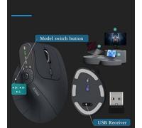 Ergonomic Triple-Connect Wireless Mouse, Vertical Ergonomic Mouse with 4 Adjustable DPI, Screen Display, for Laptop/PC/Mac, Pain Relief for Office/Gaming/Design (Purple)