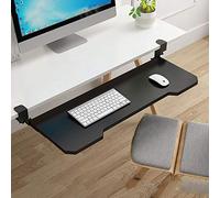 Ergonomic Under Desk Keyboard & Mouse Tray - Retractable Computer Drawer Platform with C Clamp Mount 25cm Width Available in White Black Walnut & Teak Colors