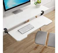 Ergonomic Under Desk Keyboard & Mouse Tray Retractable Computer Drawer Platform with C Clamp Mount 25cm Width Available in White Black Walnut Teak Colors