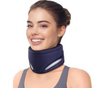 Ergonomic V-Shaped Neck Brace for Neck Pain Relief and Support, Throat-Friendly Soft Cervical Collar with Dual Memory Foam for Comfort and Spine Pressure Relief, Vertebrae Stability (14.0" - 16.5")