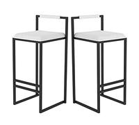Ergonomic Velvet Bar Stools with Backrest - Kitchen Dining Room Set (Black, 66cm x 82cm)