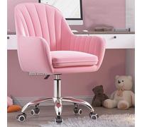 Ergonomic Velvet Office ChairAdjustable Height Desk Chair with Castors Supports 200 KgStylish Pink Comter Chair for Home & Office Use