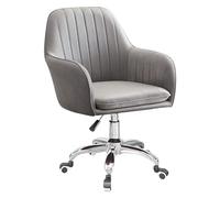 Ergonomic Velvet Swivel Desk Chair Adjustable Computer Chair with Armrests for Home & Office Cozy Light Grey Upholstered Office Chair for Bedroom & Workspaces