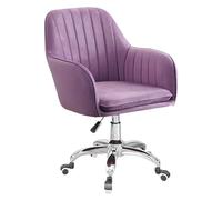Ergonomic Velvet Swivel Desk Chair with Armrests - Adjustable Computer Chair for Home Office and Bedroom - Stylish Purple Upholstered Office Furniture