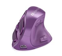 Ergonomic Vertical Wireless Mouse, Bluetooth & 2.4G Dual Mode, Rechargeable Silent Mouse with Multi-Device Switching, Quiet Click, USB C, for Laptop, Tablet, Desktop, Home Office Use (Purple)