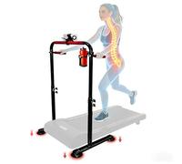 Ergonomic Walking Pad Handrail,Suction-Cup Stability,Cup/Phone Holder - 24.4" Wide,4-Level Height up to 48",Saarland Steel;Back Relief&Posture Support for Seniors,Office,Rehab (red)