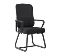 Ergonomic Wheelless Desk Chair Mesh Office Chair with Lumbar Support Medium Back Armchair for Waiting Room Lounge Training Stylish Black Design