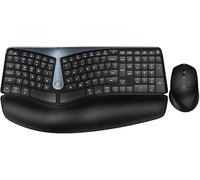 Ergonomic Wireless Keyboard and Mouse, MK835 Ergo Bluetooth/2.4G Split Design Keyboard Mouse Combo with Cushioned Palm Rest, Multi-Device, Wave Keys, Rechargeable, for Windows/Mac/Android