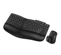 Ergonomic Wireless Keyboard Mouse, Wave Key Bluetooth/2.4G Split Design Ergo Keyboard Mouse Combo with Cushioned Palm Rest, Multi-Device, Rechargeable, for Multi-OS, Windows/Mac/Android
