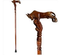 Ergonomic Wood Walking Stick, Foldable with Animal Carving Handle, Stable Rubber Tip, Handmade for Hiking and Traveling, Easy Transport