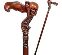 Ergonomic Wood Walking Stick, Foldable with Animal Carving Handle, Stable Rubber Tip, Handmade for Hiking and Traveling, Easy Transport