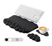 Ergonomic Wrist Rest for Keyboard and Mouse, Soft Memory Foam Cloud Keyboard Stand Pad with Wrist Rest Set with Non-Slip Silicone Base, Easy Typing, Pain Relief, Comfort for Office, Work, Gaming Black