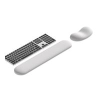 Ergonomic Wrist Rest Set for Keyboard and Mouse | Cooling Gel & Slow-Rebound Memory Foam Palm Support Pad | Luxe Leather, Minimalist, Non-Slip PU Base for Office, Laptop & Gaming (03White)