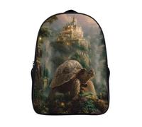 ergonomics bag 3d print mountain tortoise two compartment casual daypack cool castle laptop backpack with side mesh pouch-16inch,sturdy casual rucksack for school students