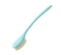 Ergonomics Plastic Back Scrubber for Shower with Curved Long Handle Wall Mount Shower Body Brush Can Produce Rich Foam Easy to Lather(Blu)