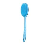 Ergonomics Silicone Back Scrubber for Shower Curved Double Sided Shower Brush for Skin Exfoliating Bath Massage Bristles Easy to Lather(Blu)