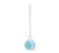 Ergonomics Silicone Back Scrubber for Shower Wall Mount Double Sided Shower Brush for Skin Exfoliating Bath Massage Bristles Easy to Lather(Blu)