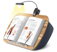ERGONOV Book Pillow Stand with 6500K Reading Light, Hands Free Book Holder, Comfortable Lap Book Stand for Reading in Bed, Desk, or Sofa, Wooden Book Rest for Book Lovers,AAA Battery Required