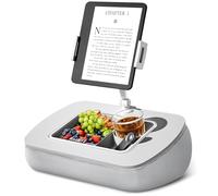 ERGONOV Tablet Stand Pillow with Snack Bowl, iPad Lap Holder for Hands-Free Reading and Relaxation on Bed,Couch,Recliner, 360° Rotating Clip for 4.7-13" Kindle,eBook,Tablet,iPhone (Light Gray)