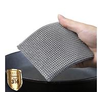 ERGONOW Cast Iron Cleaner Chainmail Scrubber,Fine Ring- 316 Stainless Steel Scrubbing Sponge Skillet, Dish Scrubber - Built-in Silicone with Welded Rings, for Cast Iron Pots, BBQ, Dishes