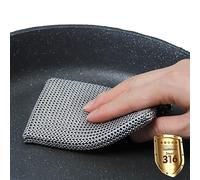 ERGONOW Cast Iron Cleaner Chainmail Scrubber,Fine Ring- 316 Stainless Steel Scrubbing Sponge Skillet, Dish Scrubber - Built-in Silicone with Welded Rings, for Cast Iron Pots, BBQ, Dishes