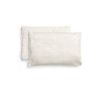 ergoPouch Organic Toddler Pillow and Cover - Low-Profile 1" Design for Proper Neck Alignment, Soft & Durable GOTS-Certified Cotton, Machine Washable, Breathable & Gentle on Skin (Caramel Grid)