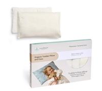 ergoPouch Organic Toddler Pillow with Case, Low-Profile Design | 3cm Thickness Supports Proper Neck Alignment, Ages 2-4, Machine Washable, Breathable & Gentle on Skin, Caramel Grid