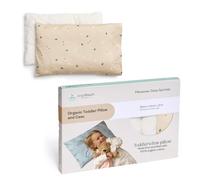 ergoPouch Organic Toddler Pillow with Case, Low-Profile Design | 3cm Thickness Supports Proper Neck Alignment, Ages 2-4, Machine Washable, Breathable & Gentle on Skin, Daisy Sprinkle